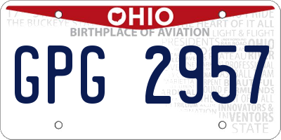 OH license plate GPG2957