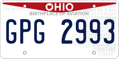 OH license plate GPG2993