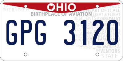 OH license plate GPG3120