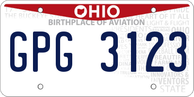 OH license plate GPG3123