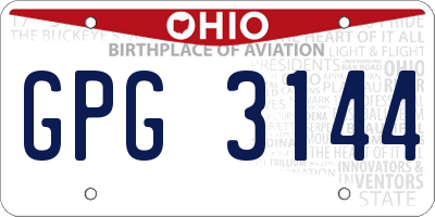 OH license plate GPG3144