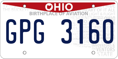 OH license plate GPG3160