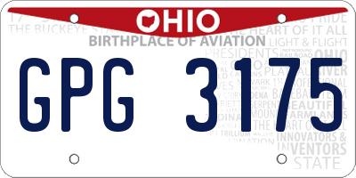 OH license plate GPG3175