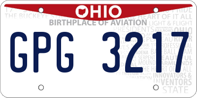 OH license plate GPG3217