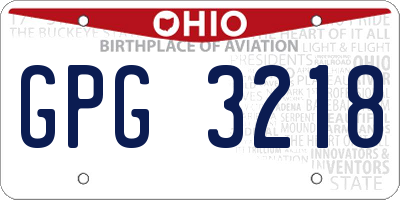 OH license plate GPG3218