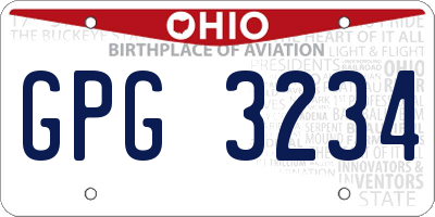 OH license plate GPG3234
