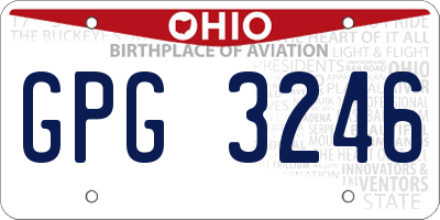 OH license plate GPG3246