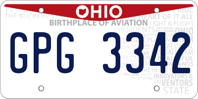 OH license plate GPG3342