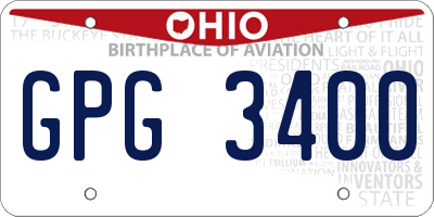 OH license plate GPG3400