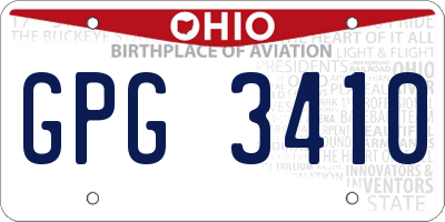 OH license plate GPG3410
