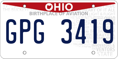 OH license plate GPG3419