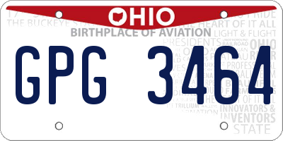 OH license plate GPG3464