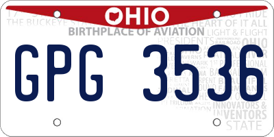 OH license plate GPG3536