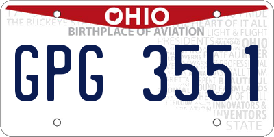 OH license plate GPG3551