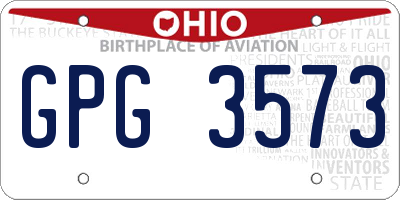 OH license plate GPG3573