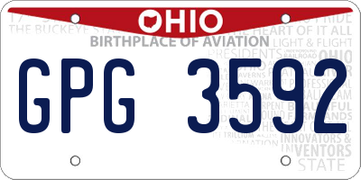 OH license plate GPG3592