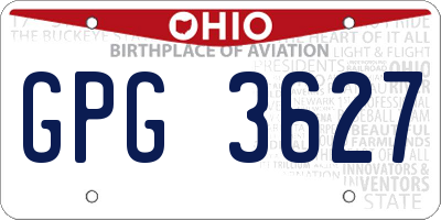 OH license plate GPG3627
