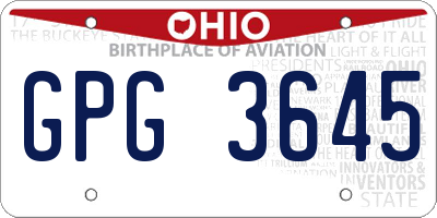 OH license plate GPG3645