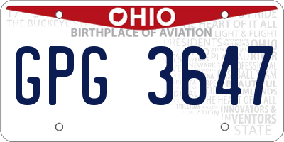 OH license plate GPG3647