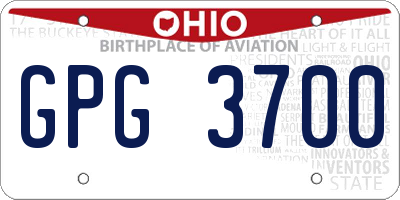 OH license plate GPG3700