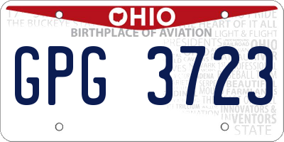 OH license plate GPG3723