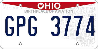 OH license plate GPG3774