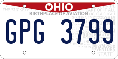 OH license plate GPG3799