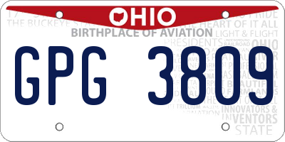 OH license plate GPG3809