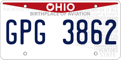 OH license plate GPG3862
