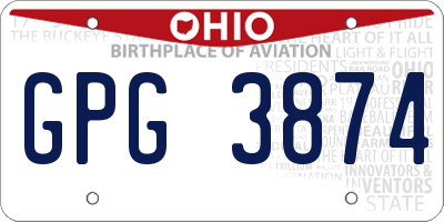 OH license plate GPG3874