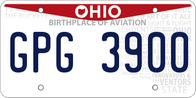 OH license plate GPG3900