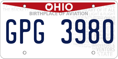 OH license plate GPG3980