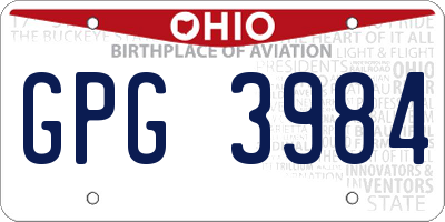 OH license plate GPG3984