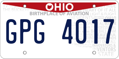 OH license plate GPG4017