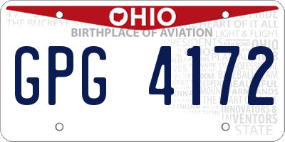 OH license plate GPG4172