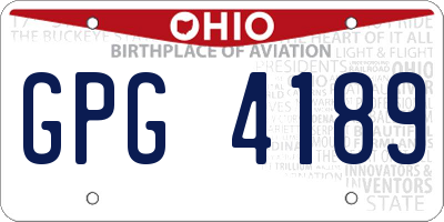 OH license plate GPG4189