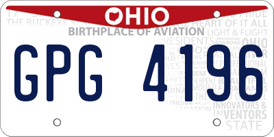OH license plate GPG4196