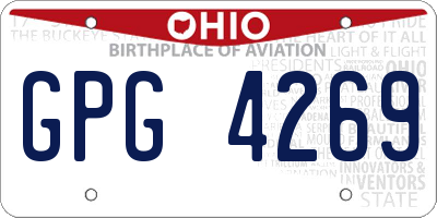 OH license plate GPG4269