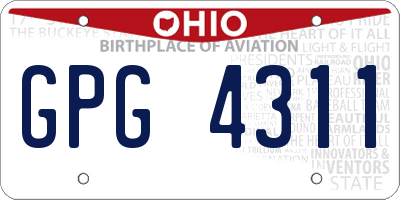 OH license plate GPG4311