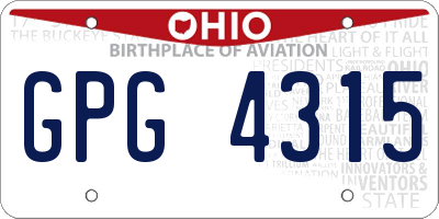 OH license plate GPG4315