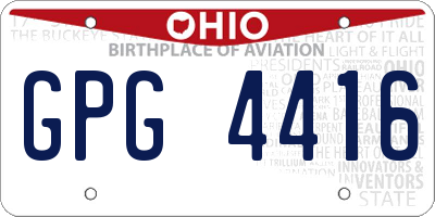 OH license plate GPG4416