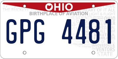 OH license plate GPG4481