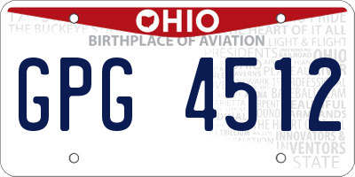 OH license plate GPG4512