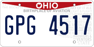 OH license plate GPG4517