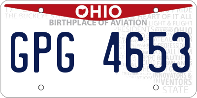 OH license plate GPG4653