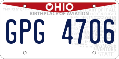 OH license plate GPG4706