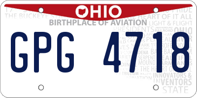 OH license plate GPG4718