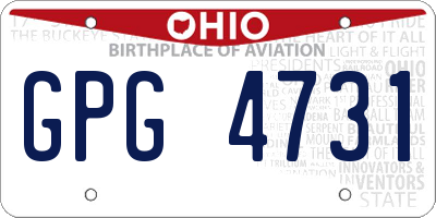 OH license plate GPG4731