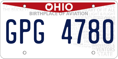 OH license plate GPG4780