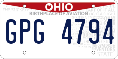 OH license plate GPG4794